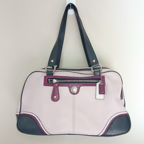 COACH Laura Pebbled Leather Large Satchel Purse Bag - Picture 1 of 14